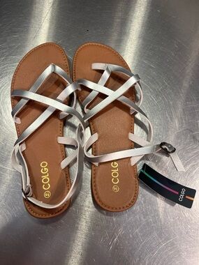 Silver Strappy Women’s Flat Sandals